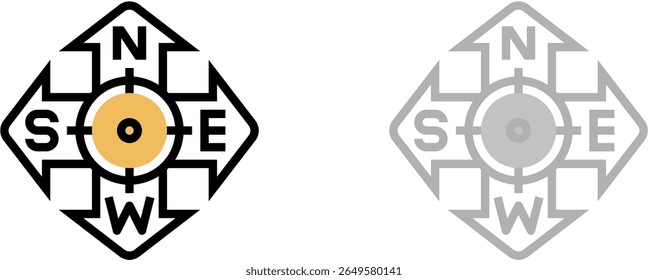 Compass icon vector. arrow compass icon sign and symbol. Isolated design vector illustration on black, gray, red and white background. Timeline template.
