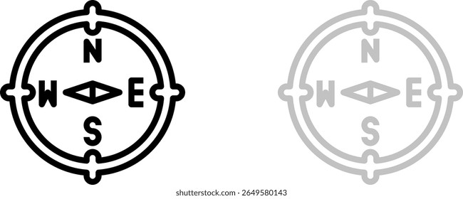Compass icon vector. arrow compass icon sign and symbol. Isolated design vector illustration on black, gray, red and white background. Timeline template.