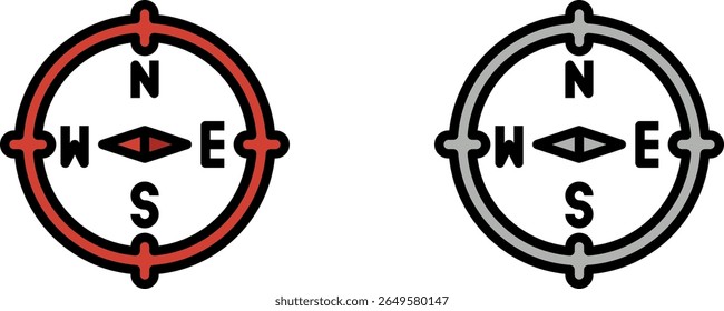 Compass icon vector. arrow compass icon sign and symbol. Isolated design vector illustration on black, gray, red and white background. Timeline template.