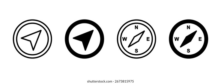 Icono de la brújula Vector. símbolo de la brújula de la flecha