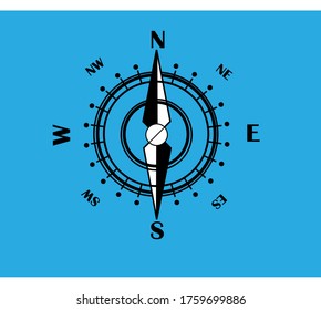 Compass icon vector background template on in blue sky color background