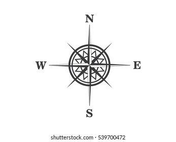 Compass icon vector with circle on white background