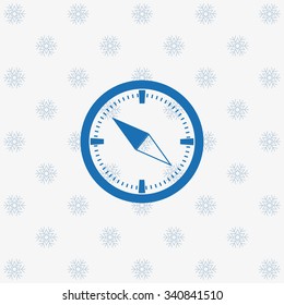 Compass . icon. vector design background with snowflakes