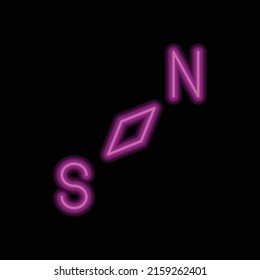 Compass icon vector. Flat design. Purple neon style on black background.ai