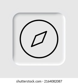 Compass icon, vector. Flat design. Neumorphism design.ai