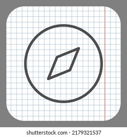 Compass icon, vector. Flat design. On graph paper. Grey background.ai