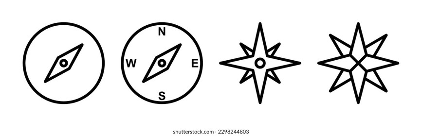 Kompass-Symbol, Vektorgrafik. Symbol für Pfeilkompass und Symbol