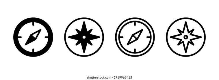 Ilustración vectorial del icono de la brújula. símbolo de la brújula de la flecha