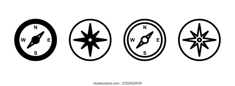 Ilustración vectorial del icono de la brújula. símbolo de la brújula de la flecha