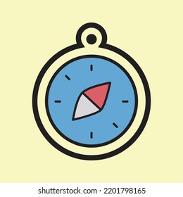 Icono de brújula de geografía vectorial. Ilustración de la brújula de dibujos animados de estilo minimalista plano.