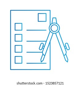 Compass Icon, Vector Illustration, Education Colour Outline