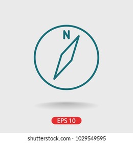 Compass icon vector illustration. Linear symbol with thin outline. The thickness is edited. Minimalist style. 