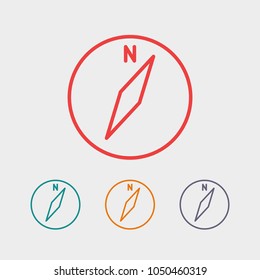 Compass icon vector illustration. Linear symbol with thin outline. The thickness is edited. Minimalist style. 