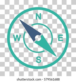 Compass icon. Vector illustration style is flat iconic bicolor symbol, cobalt and cyan colors, transparent background. Designed for web and software interfaces.