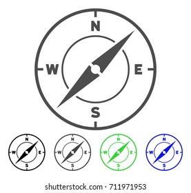 Compass icon. Vector illustration style is a flat iconic compass symbol with black, gray, green, blue color variants. Designed for web and software interfaces.