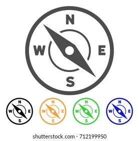 Compass icon. Vector illustration style is a flat iconic compass symbol with black, gray, green, blue, yellow color versions. Designed for web and software interfaces.