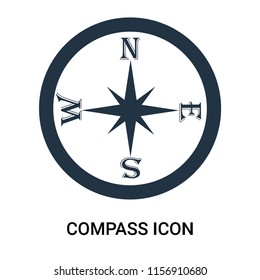 Compass icon vector isolated on white background, Compass transparent sign , filled dark user interface icons
