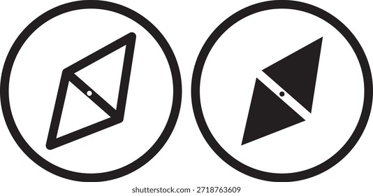 
Vector del icono de la brújula en fondo transparente. Brújula de descubrimiento o icono de arte de línea de brújula de navegación. Símbolo de brújula en línea
