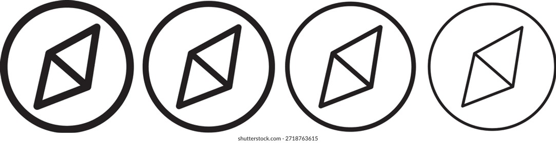 
Vector del icono de la brújula en fondo transparente. Brújula de descubrimiento o icono de arte de línea de brújula de navegación. Símbolo de brújula en línea
