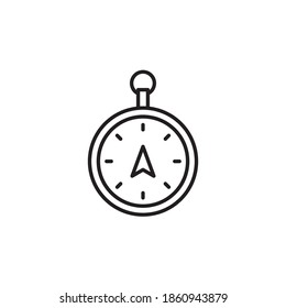 compass icon vector outline design. camping equipment line icon. isolated on white background