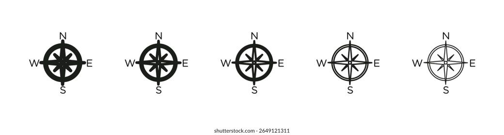 Compass icon vector outline set illustration sign