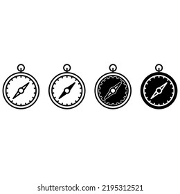 Compass icon vector set adventure illustration sign collection. Hike symbol or logo.