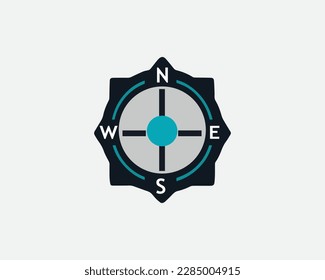 Compass Icon Vector. Simple compass flat symbol. Perfect black pictogram illustration on gray background.