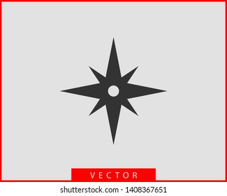 Compass Icon Vector. Wind Rose Star Navigation.