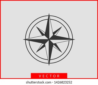 Compass icon vector. Wind rose star navigation.