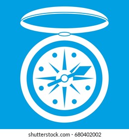 Compass icon white isolated on blue background vector illustration