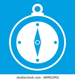 Compass icon white isolated on blue background vector illustration