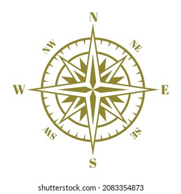 Icono de brújula. emblema de la rosa del viento. Herramienta de geografía retro