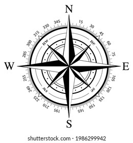 Compass Icon Wind Rose Navigation Silhouette