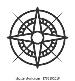 Compass icon, Wind rose star navigation over white background, line sytle, vector illustration