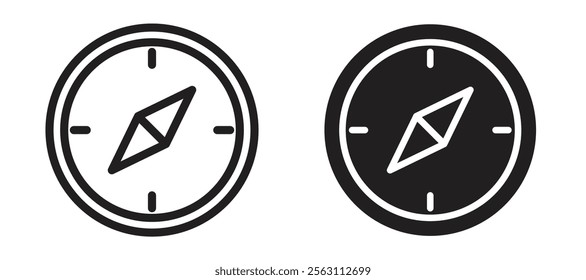 Compass icons in black line and filled versions