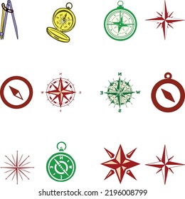 Compass icons on white background. Vector illustration.