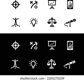 Compass icons on white background. Vector illustration.
bulbs, scale, digital screen, mic, win