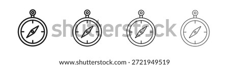 Compass icons outline black vector design. Line with editable stroke.