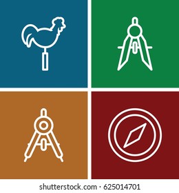 Compass icons set. set of 4 compass outline icons such as compass