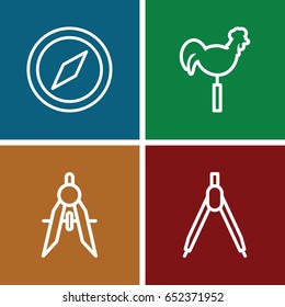 Compass icons set. set of 4 compass outline icons such as compass
