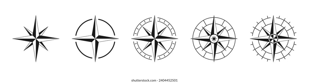 Compass icons set. Compass background. Vector illustration.