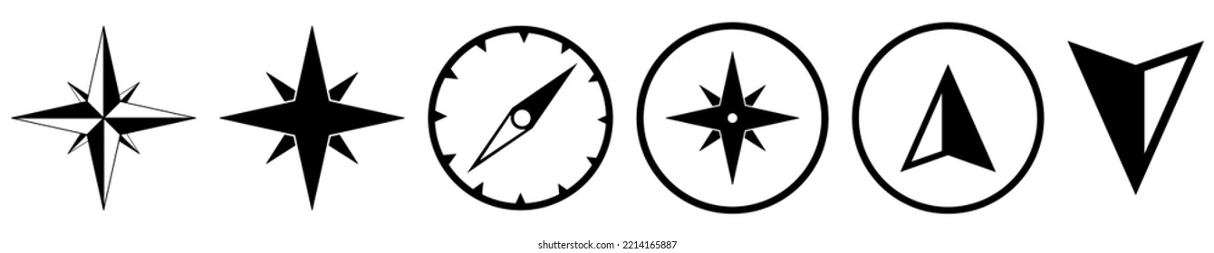 Compass icons set. Design for web and mobile app. Vector illustration