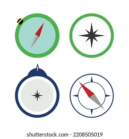 Conjunto de iconos de brújula. La brújula es un símbolo sencillo con un icono aislado. Ilustración vectorial.