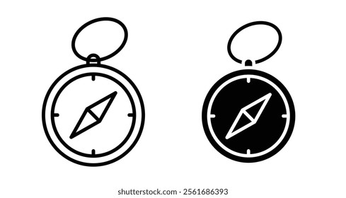 Compass Icons set in solid and thin line style