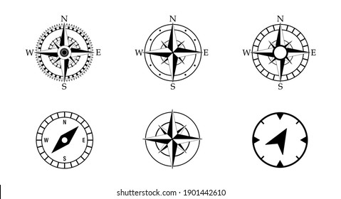 Conjunto de iconos de brújula. brújula de la ilustración del vector sobre el fondo blanco.10EPS