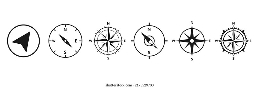 Compass icons set. Vector illustration.