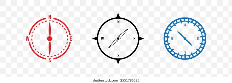 Ícones de bússola definidos. Ícones de bússola vetorial. Vetores da bússola. ícone da bússola.