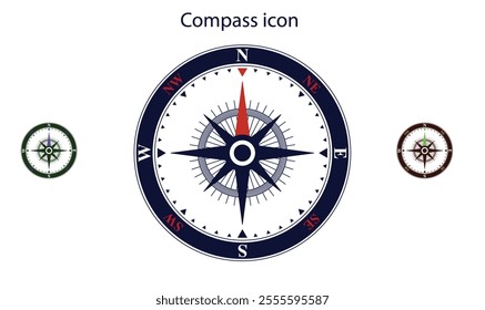 Compass icons set. Vector compass icons. Compass vectors