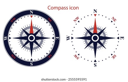 Compass icons set. Vector compass icons. Compass vectors