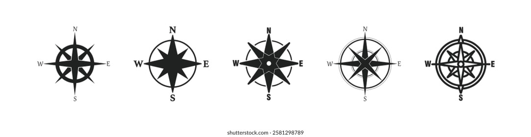 Compass icons set. Vector compass icons. Compass vectors